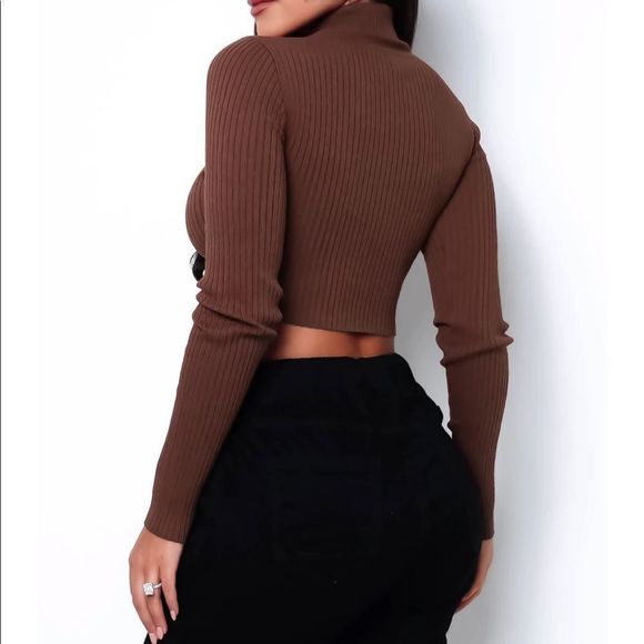 Replay Ribbed Crop Top - Brown - Picture 2 of 3
